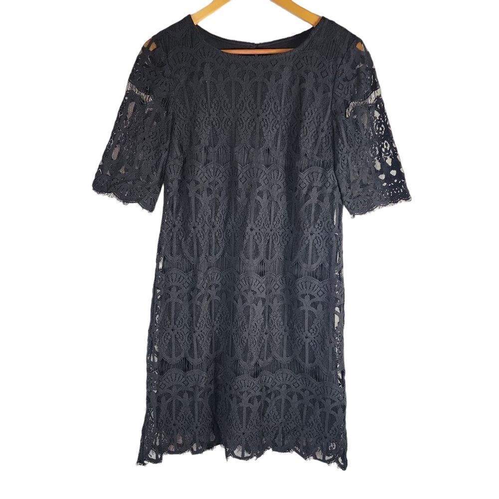 Ronni Nicole BLACK  poly lace  shift Dress